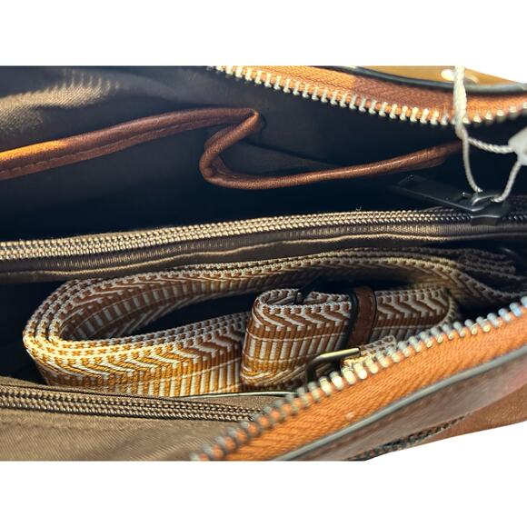 Caitina Brown Faux Leather Shoulder Bag Vintage Style Vegan Crossbody Purs - Picture 6 of 8